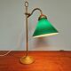 Art Deco desk lamp in brass and conical green opaline, 1920s-30s