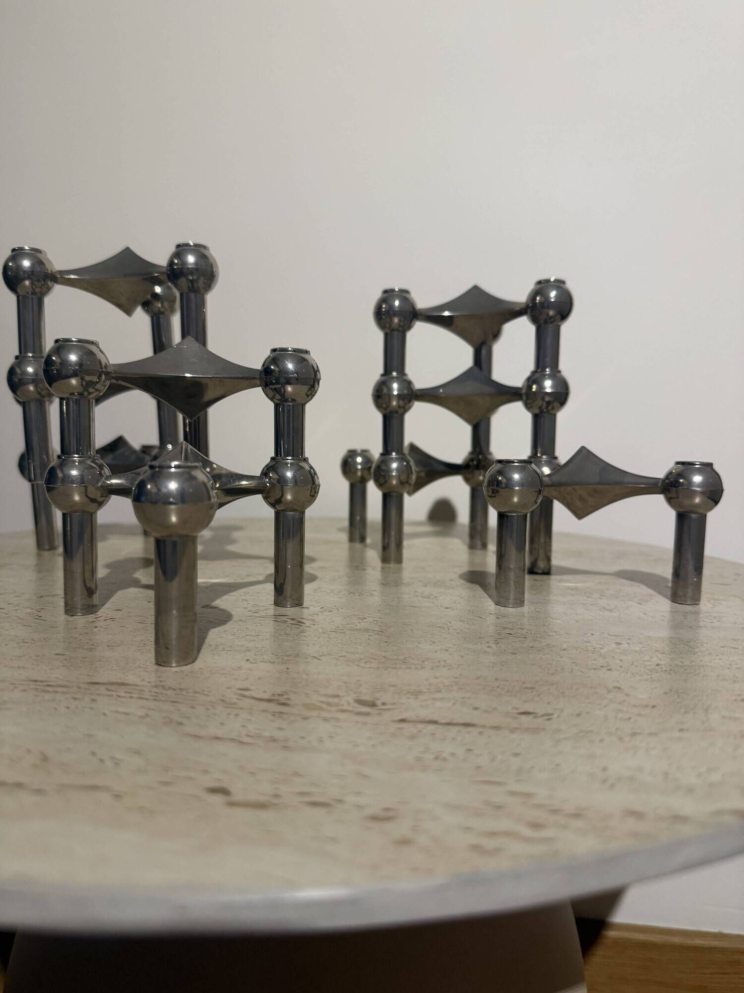 Sculpture modulaire : Lot de 9 bougeoirs Nagel & BMF - 1960