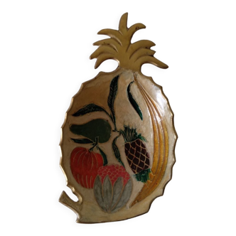 Vide poche ananas laiton émaillé