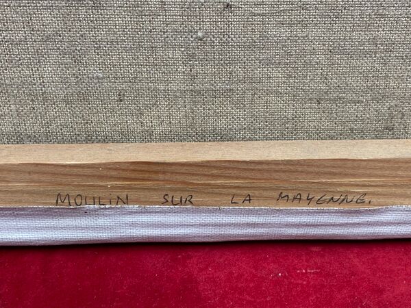 Huile sur toile, moulin sur la mayenne, Le Joncour (XXe siècle)