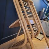 Vintage bamboo and rattan wall shelf