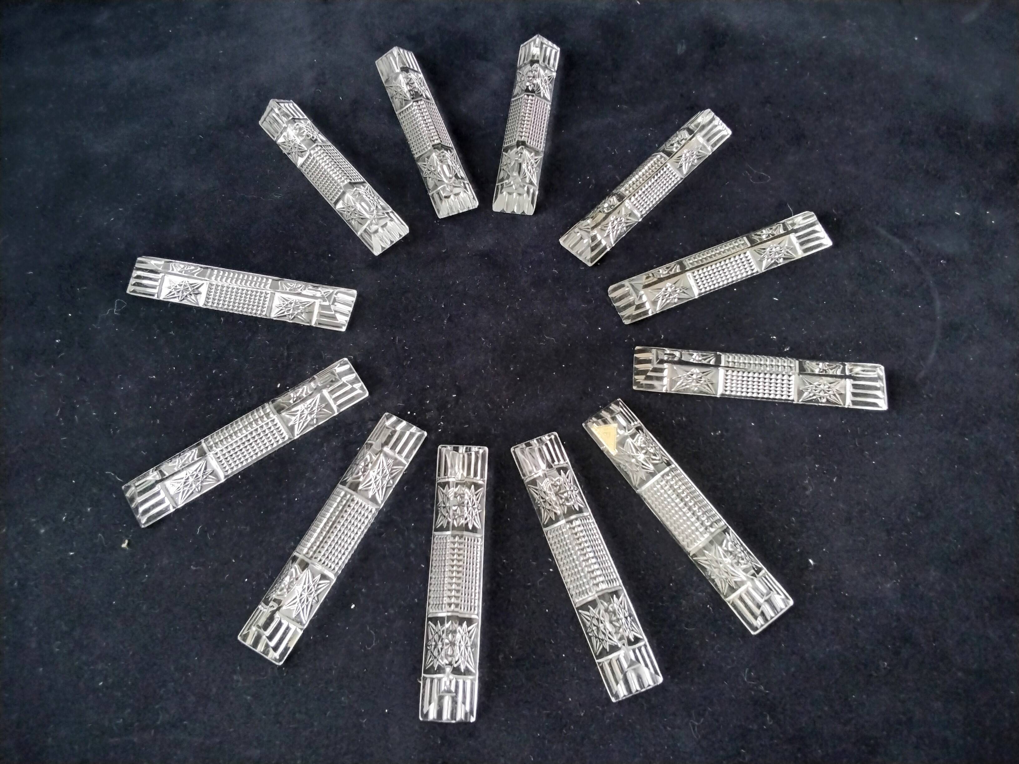 Box of 12 crystal knife holders Oberglas Austria