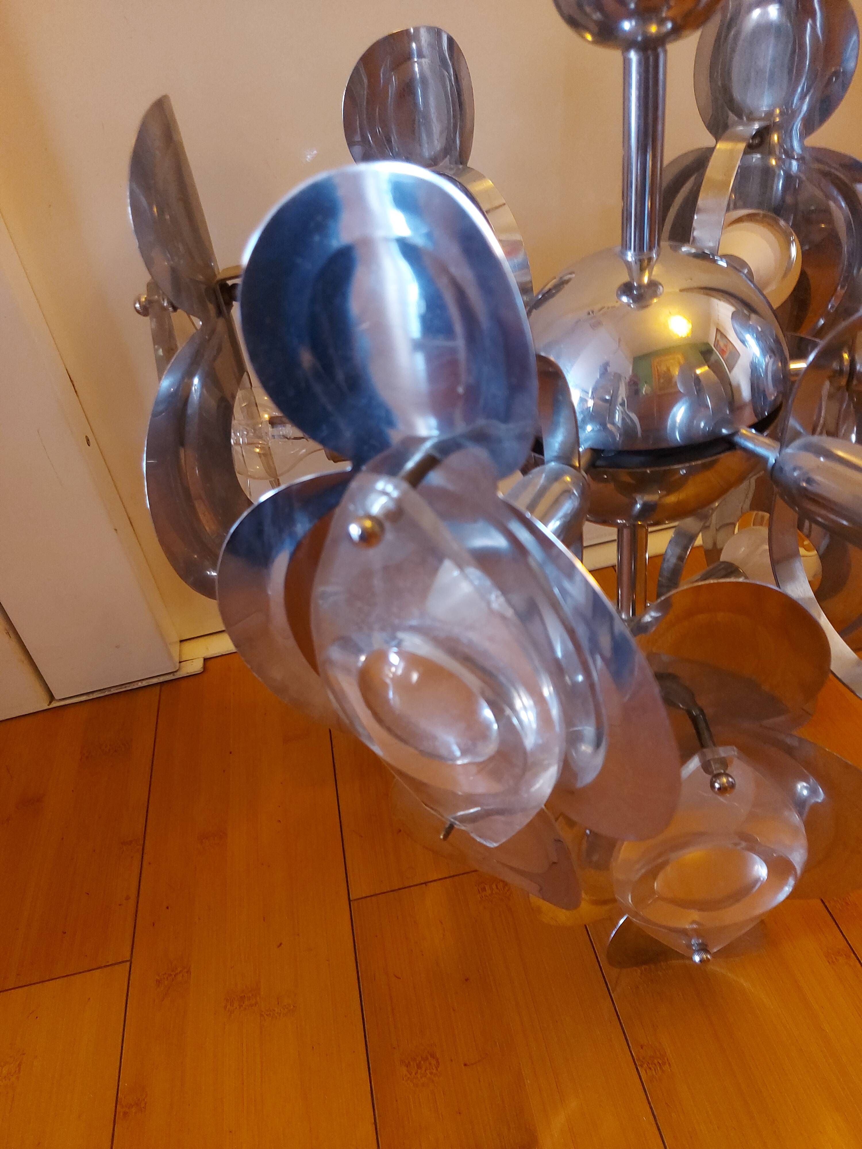 Vintage chandelier 70'S Oscar Torlasco , 9 lights