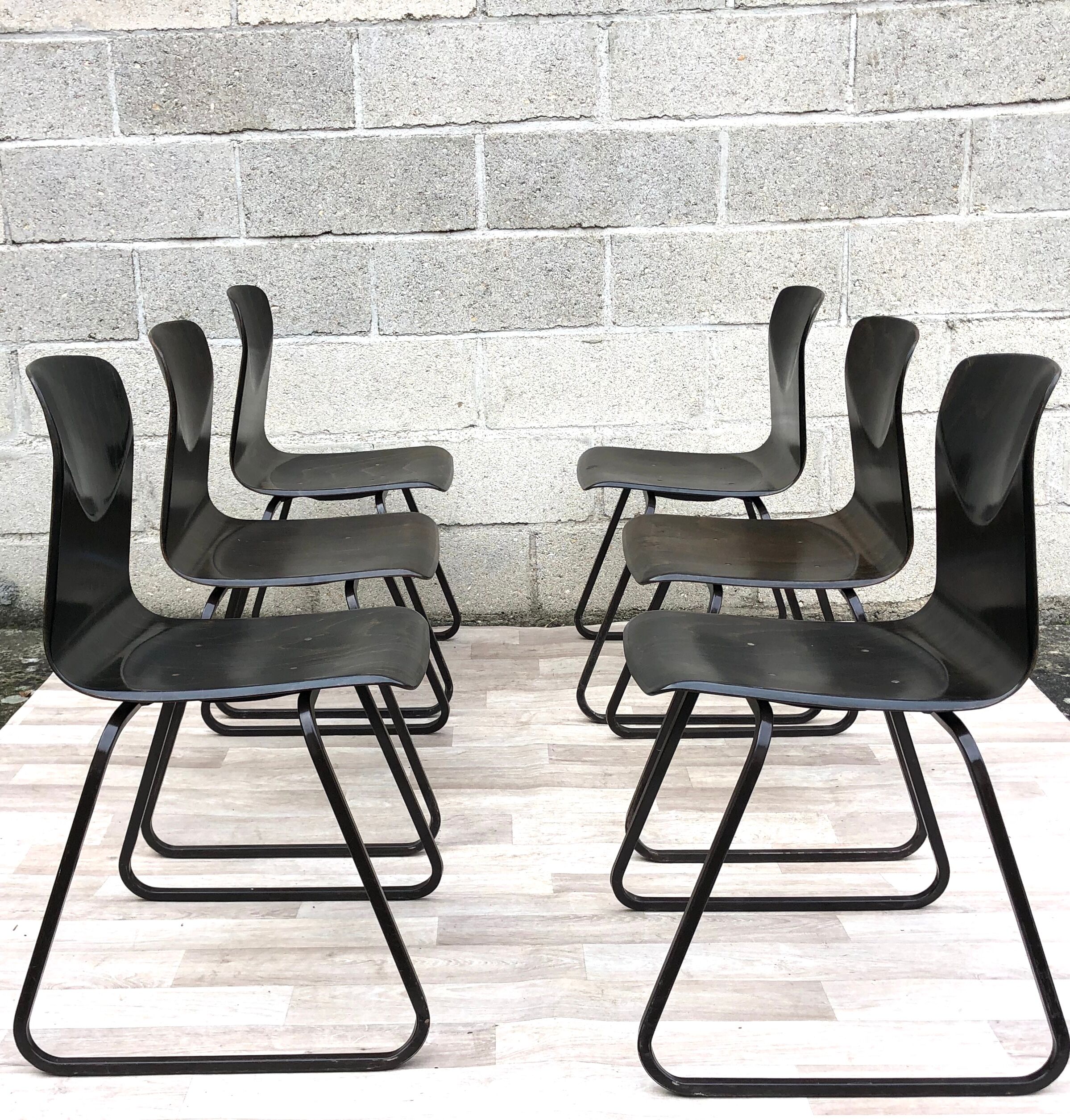 Lot of 6 vintage Galvanitas S23 chairs