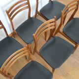 6 Scandinavian beech skai chairs