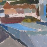 Contemporary "Urban Landscape" Abstract Landscape by British Artist Ian Mood, Framed Oil Painting