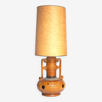 Large ocher ceramic floor lamp