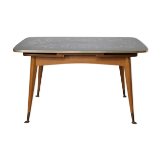 Table à manger réglable avec scène parisienne graphique, des années 1950