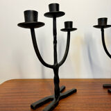 Brutalist wrought iron candlesticks from the 60s