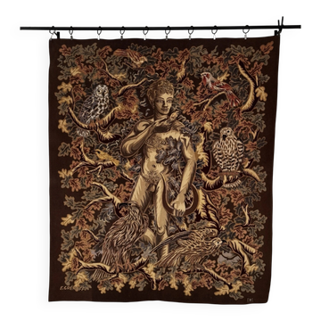 Aubusson tapestry "Orpheus Charming the Birds" Élie Grekoff, Pinto Workshop