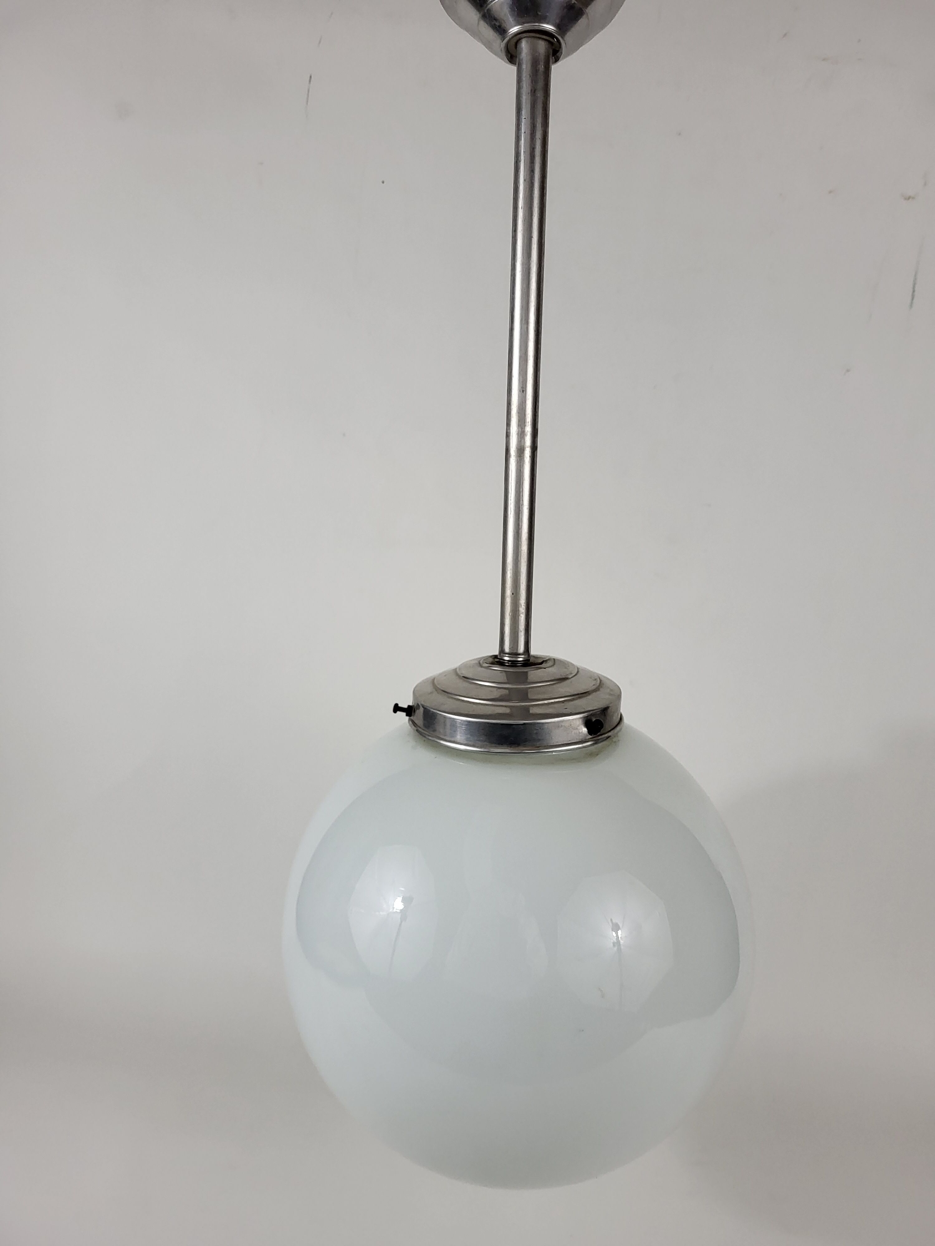 Art deco opaline glass globe pendant lamp