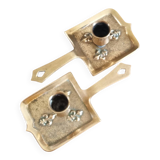 Pair of bronze candlesticks, fleur-de-lis