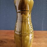 Sarreguemines green ceramic wine pitcher