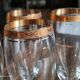 Set of 5 champagne flutes in crystal frieze and golden border