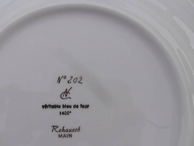 Collectible plate in Limoges kiln blue porcelain