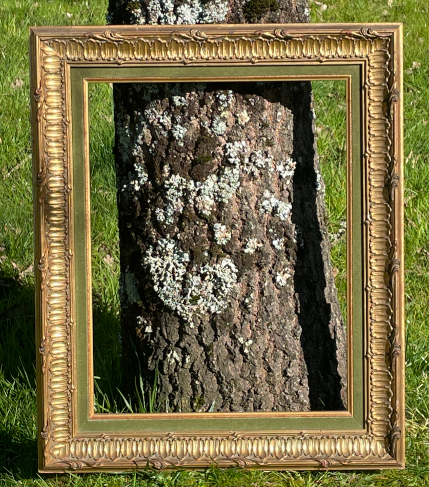 Frame carved wood and gilded stucco