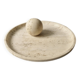 Large cup and its sphere, in travertine, 1970s