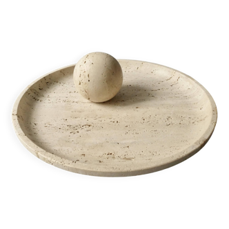 Large cup and its sphere, in travertine, 1970s