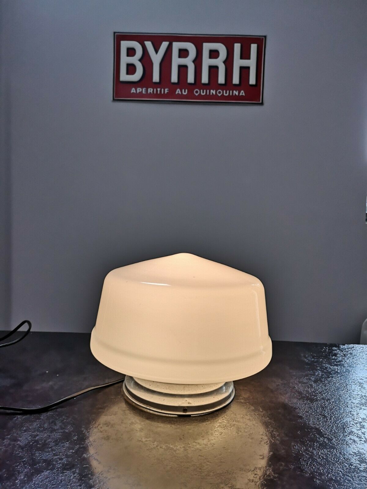 Glass globe lamp opaline ART DECO skyscraper