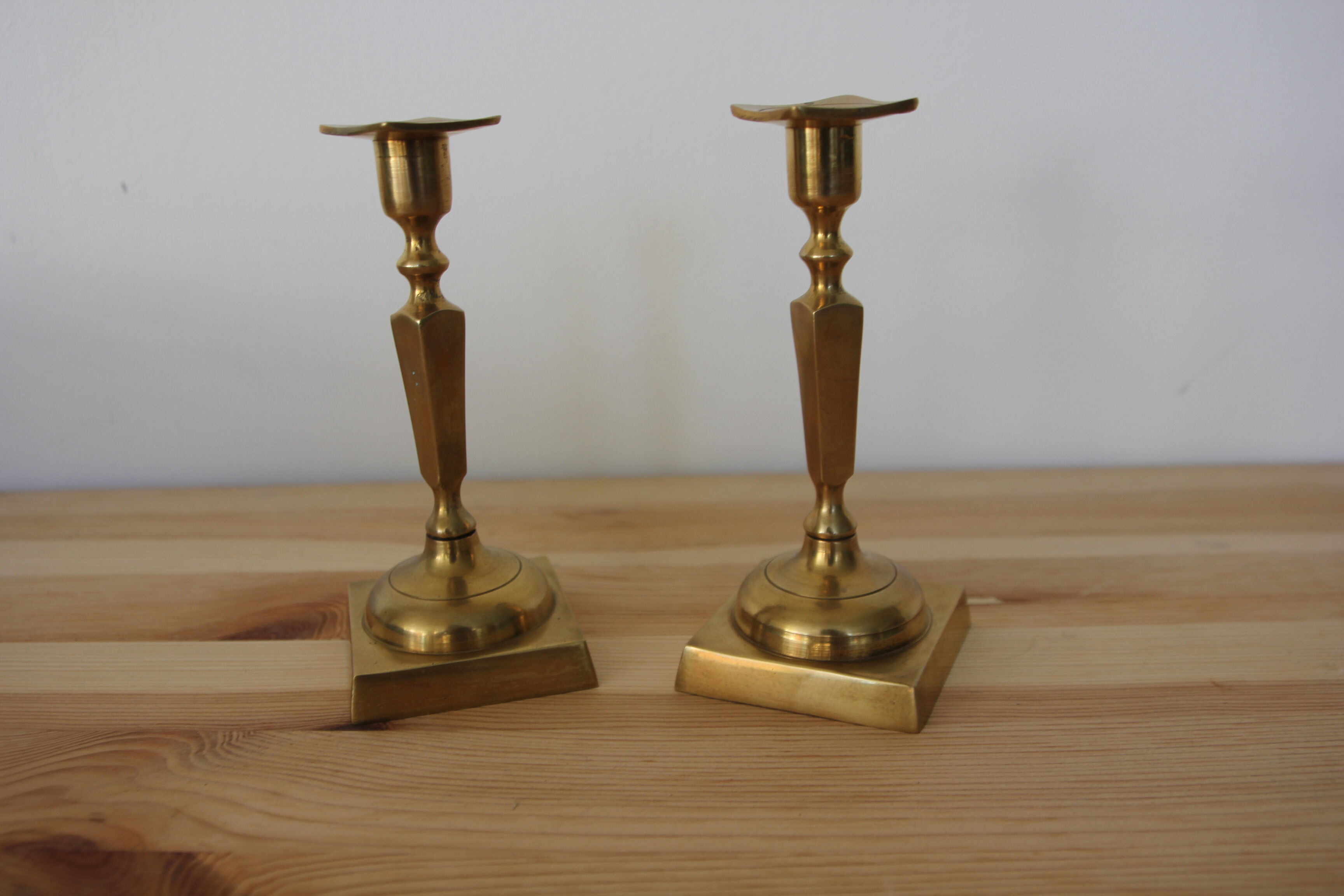 Pair of brass candle holders