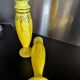 Pair of Legras vases — yellow marbled glass, enamelled Art Deco decoration,