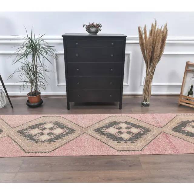 1970s vintage Turkish hand-knotted runner 99x392