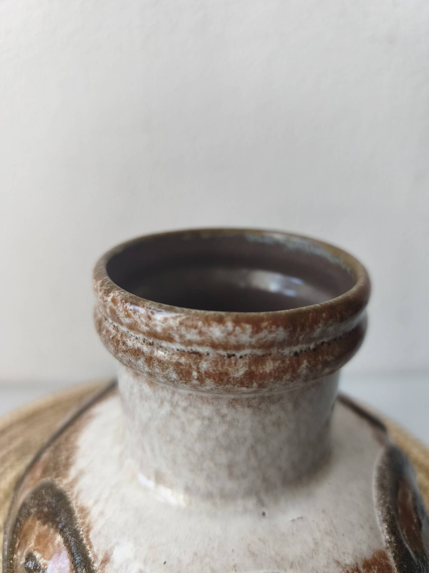 Vintage Strehla round vase, ceramic, East Germany, 1960s/70s