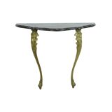 French Marble Console Ornate Brass Legs Baroque Style