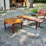Organic round coffee table in solid teak by john boné for michael laursen denmark 1960