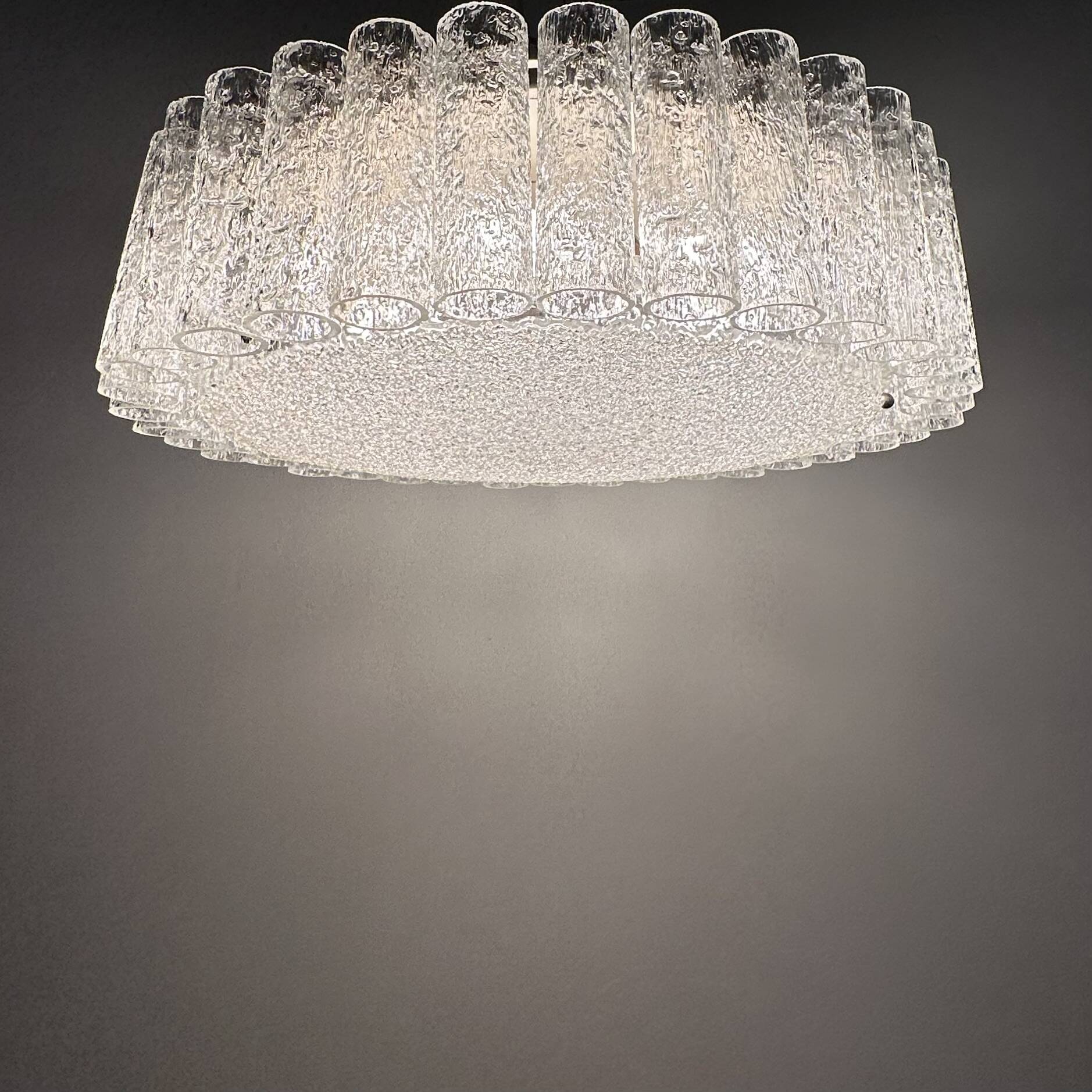 Glass Tubes Chandelier Flush mount from Doria Leuchten, 1960s