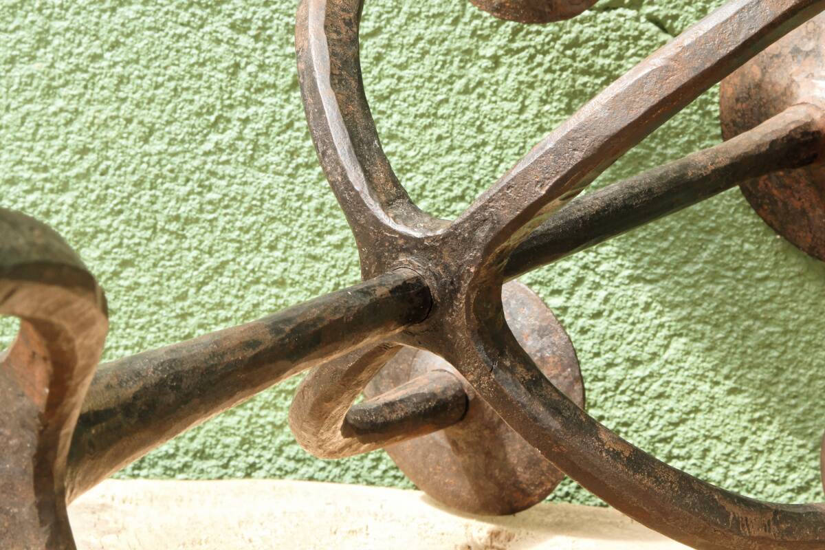 Brutalist wrought iron candle holder, Marolles workshops