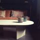 Vintage coffee table travertine marble Rochebobois 80s