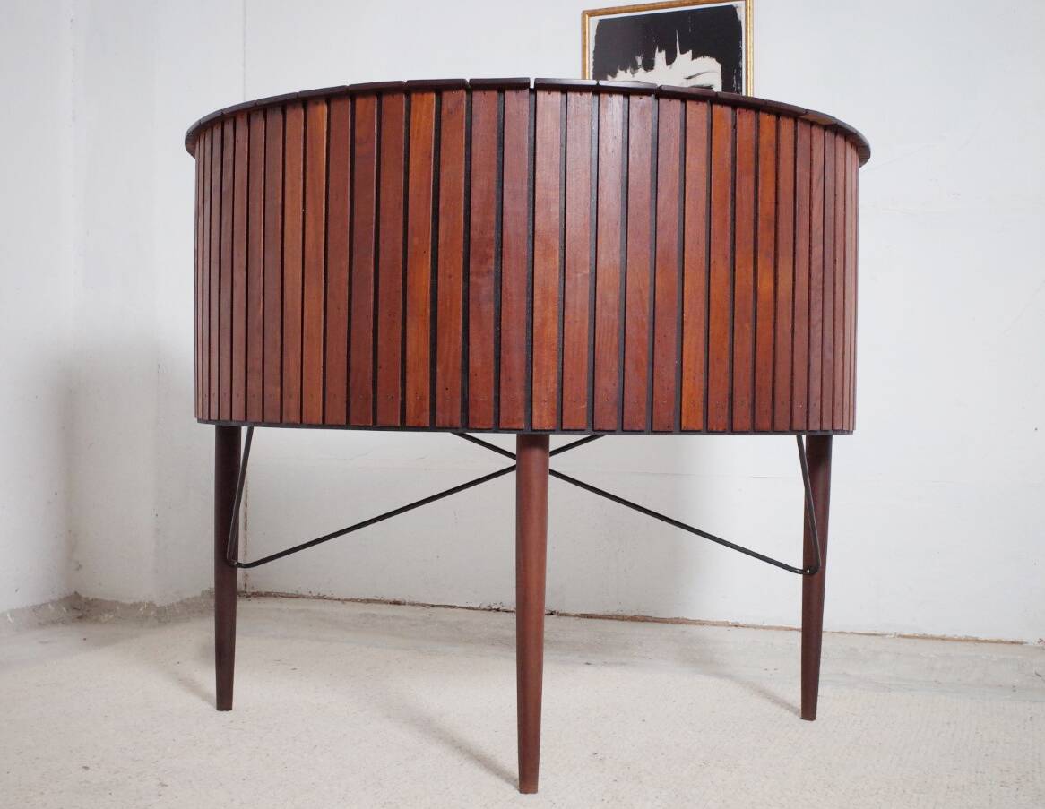 Sika Møbler vintage Bar mit 4 Barhocker aus Teak