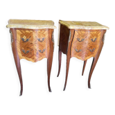 Paire de chevets en bois de rose et marbre