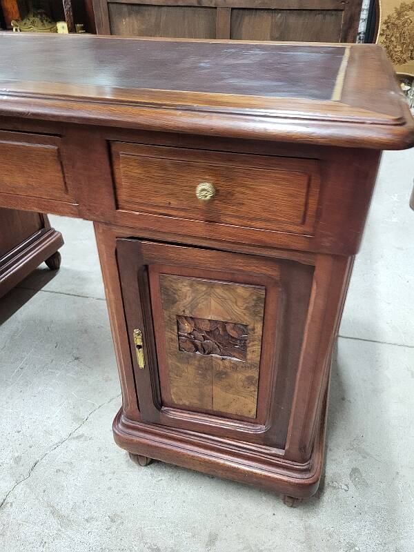 Art deco 4-door, 3-drawer, double-sided, 1930s flat desk
