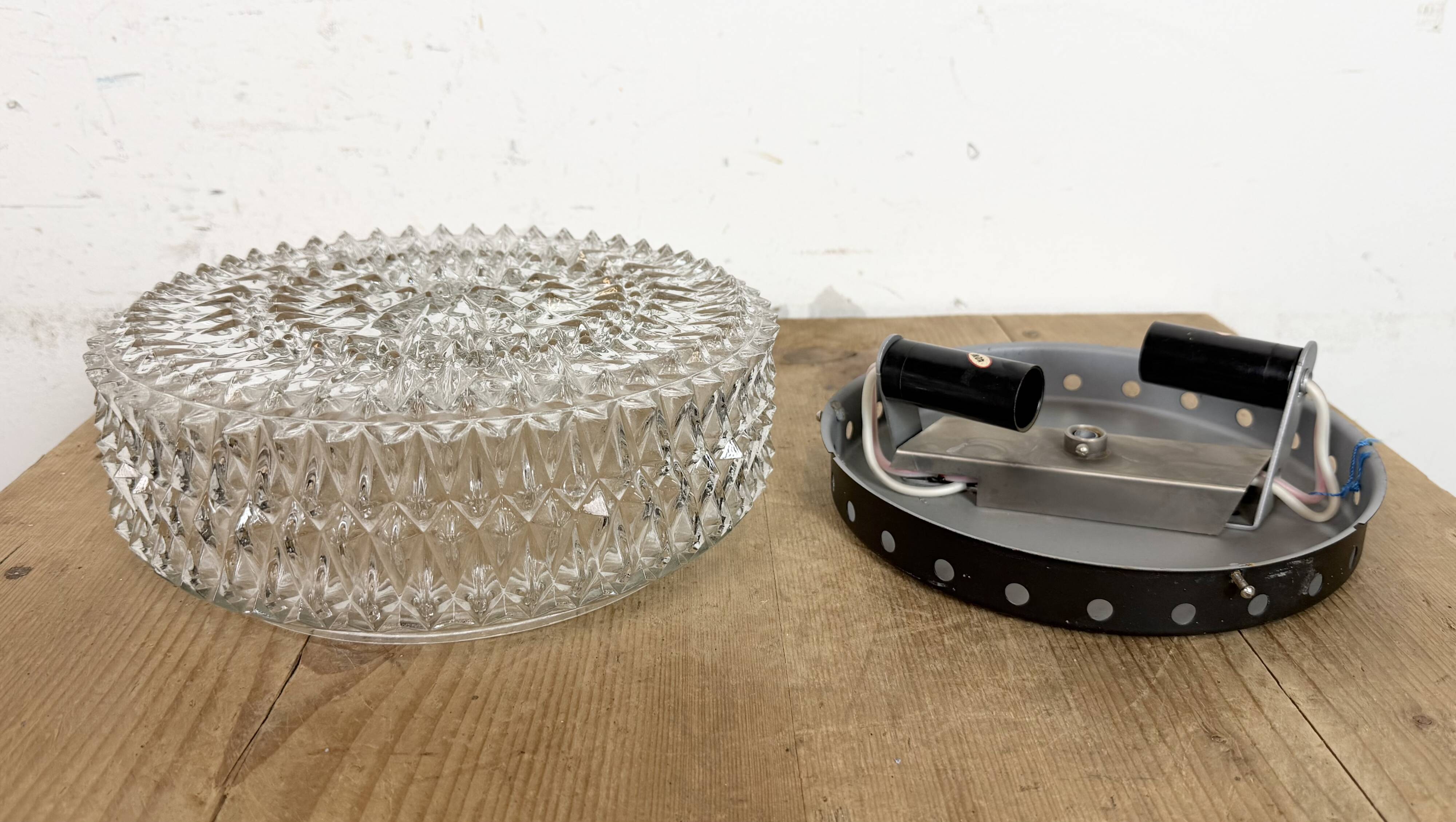 Applique ou plafonnier vintage en verre, années 1970