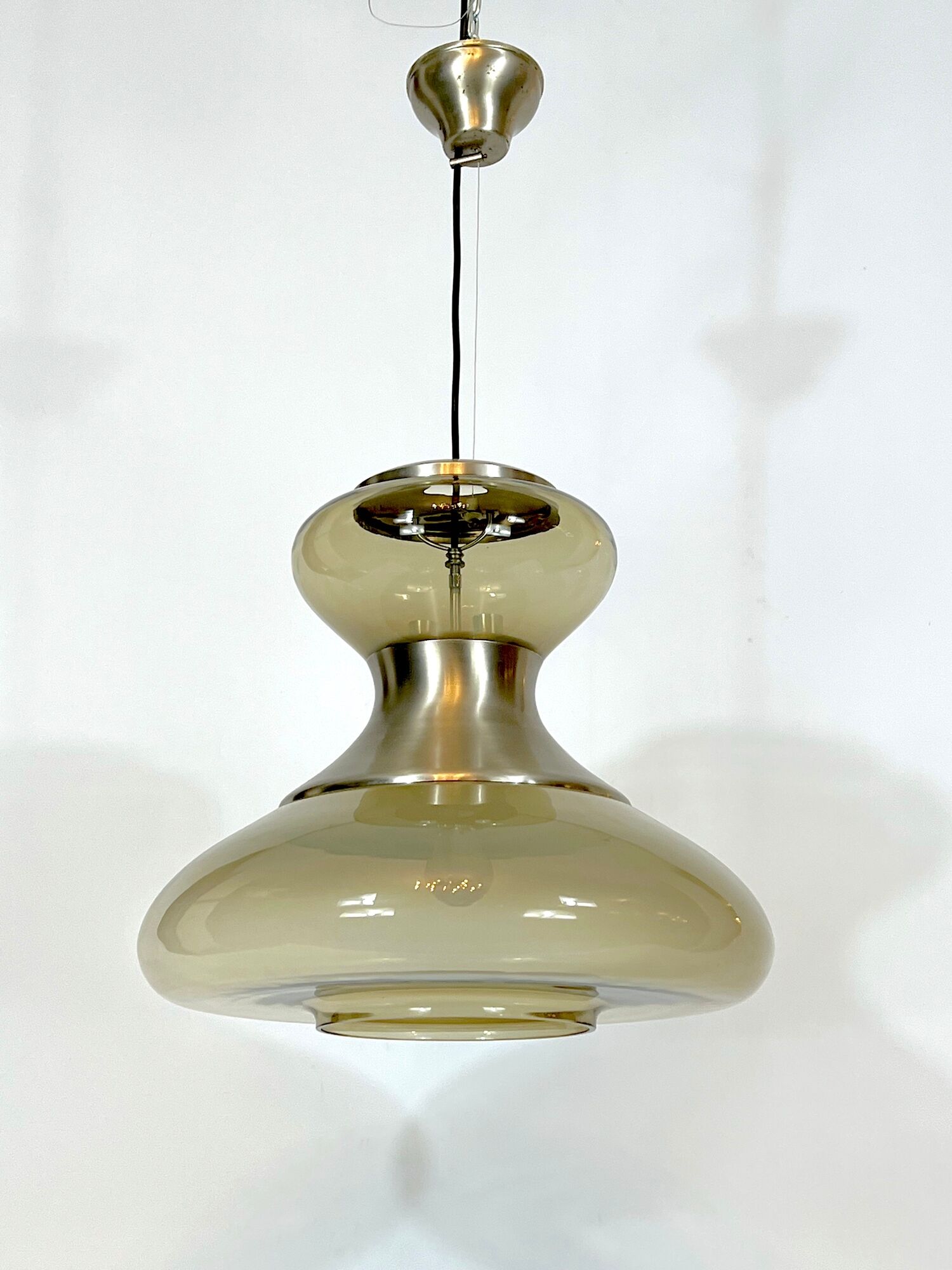 Stilux Milano, large metal and murano glass chandelier from 60s