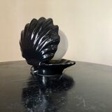 Opal globe shell lamp and black ceramic