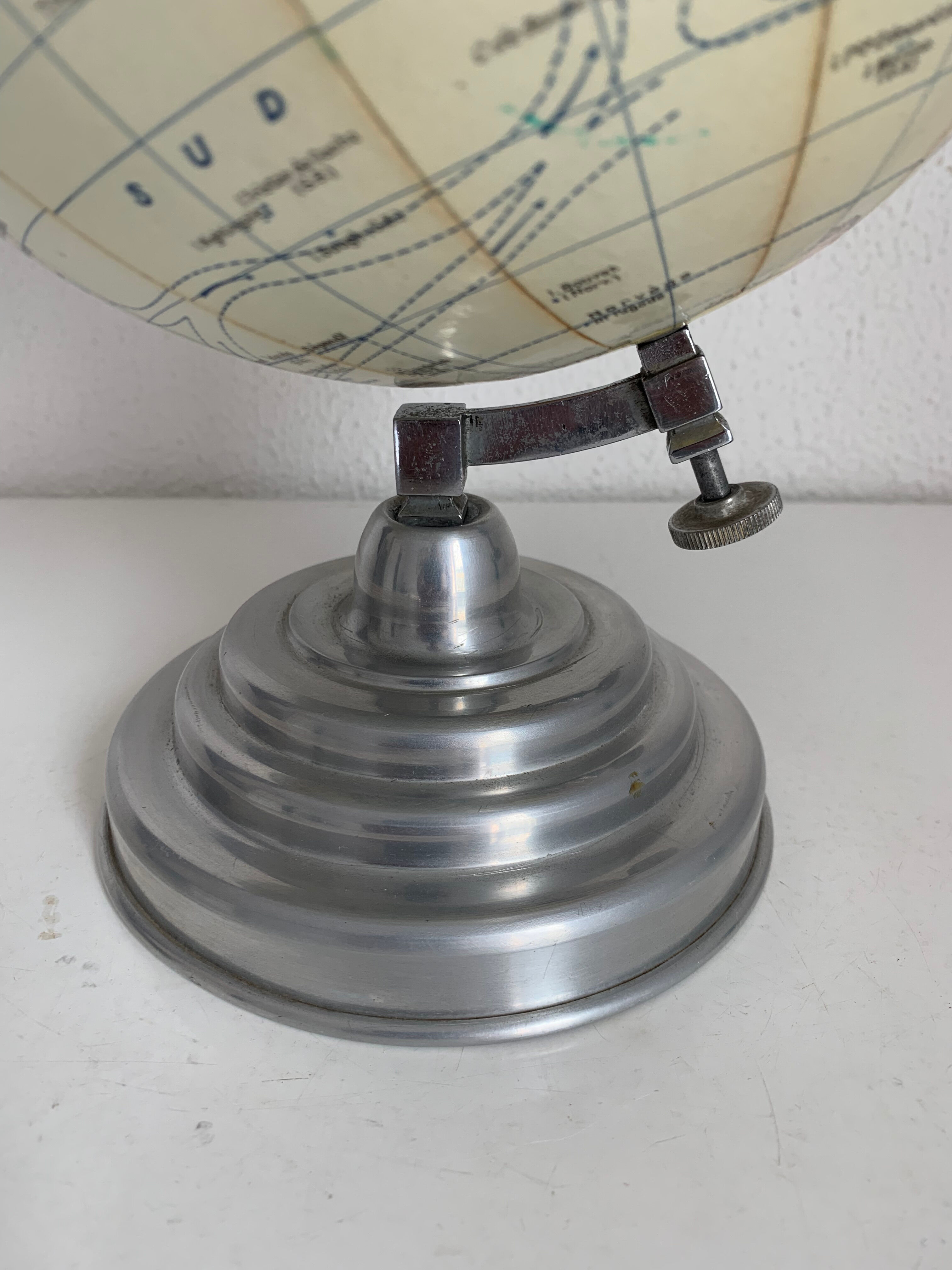 Vintage globe 1950 terrestrial Girard Barrère cream - 30 cm