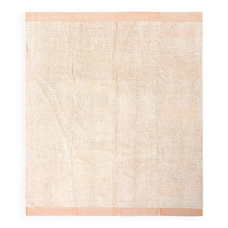 Tapis Oushak vintage fait main beige orange pâle 8x10