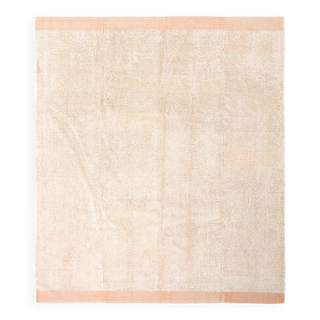 Tapis Oushak vintage fait main beige orange pâle 8x10