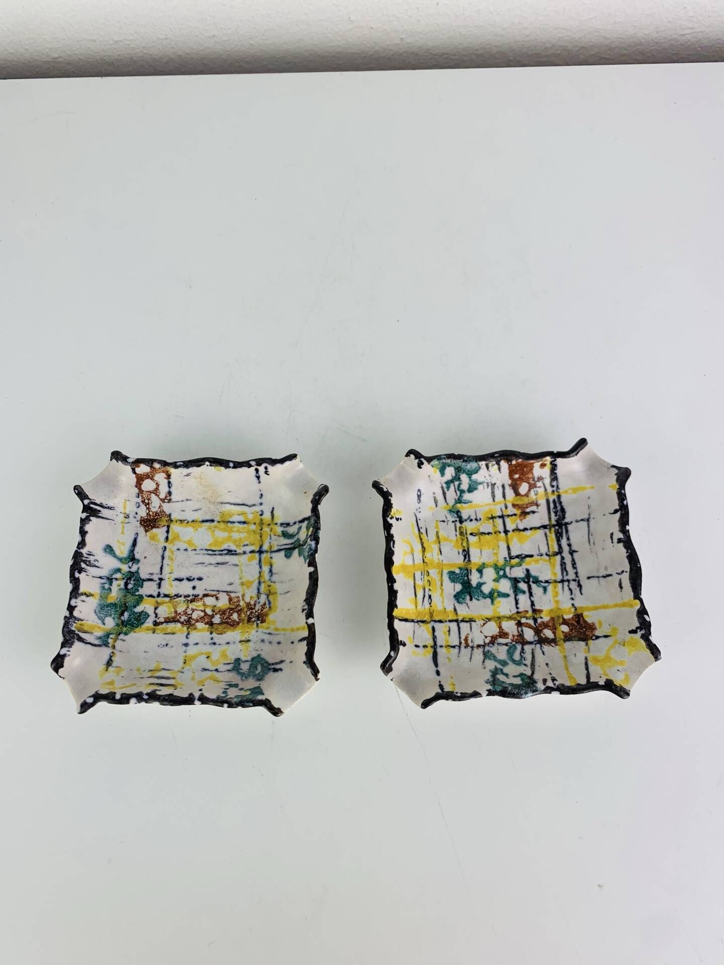 Pair of abstract ceramic ashtrays from the 1960s.