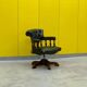 Chesterfield Revolving Captain's Chair with Green Leather Upholstery