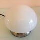 Bedside lamp in white opaline and chromed metal, 70s-80s