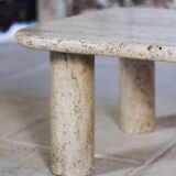 Travertine coffee table in the style of Angelo Mangiarotti, 1970.