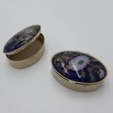 2 enamel pill boxes