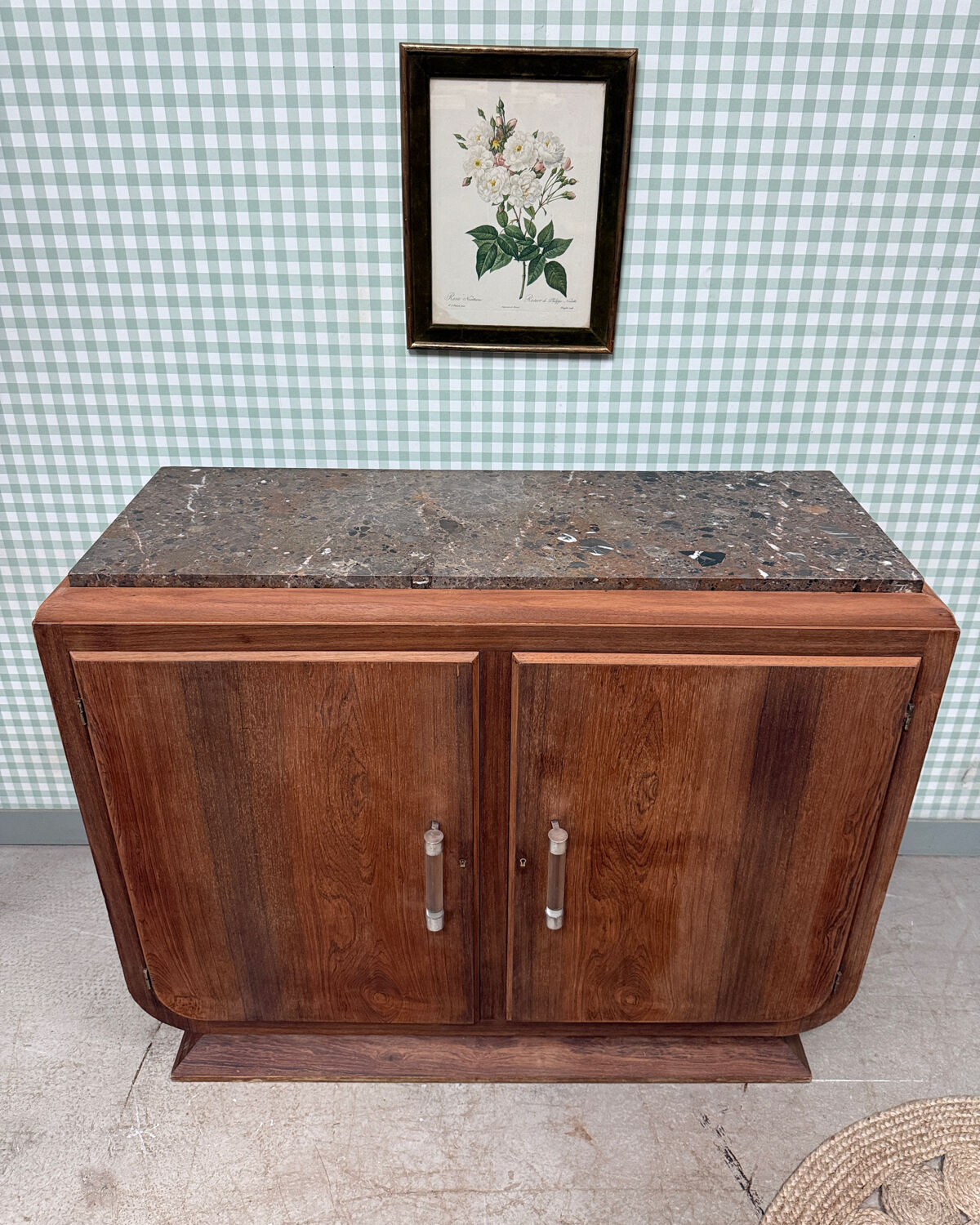 Large Art Deco sideboard in rosewood and marble (renovated)