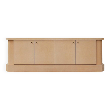 Ivory Lacquer Sideboard in burl wood by Jean Claude Dresse, 1940s