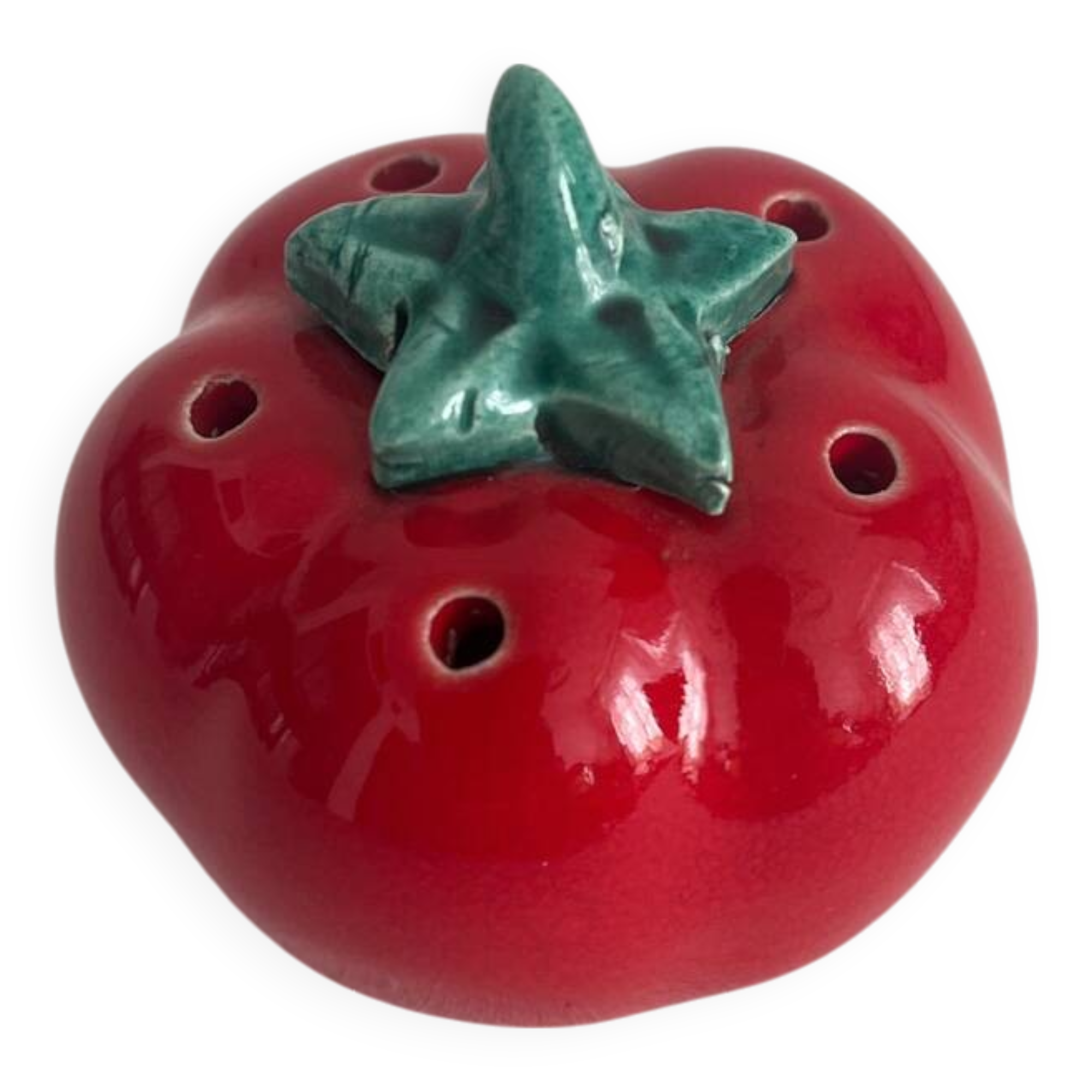Vintage tomato salt or pepper shaker in slip