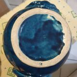 Blue Vallauris vase with twisted handles